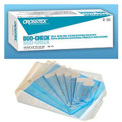 Duo-Check 2' x 8' Triple Seal Paper/Blue Film Sterilization Pouch with Color