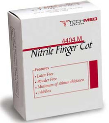 Tech-Med Services Nitrile Finger Cots - Medium 144/Bx. Latex-Free and Powder