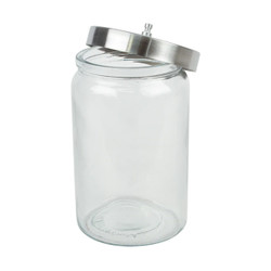 Tech-Med 7' H X 4.5' D Glass Sundry Jar, Stainless Steel Lid, 1/Pk.