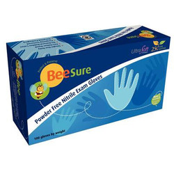 BeeSure Nitrile Exam Gloves: Small, 100/Bx, Blue, Non-Sterile, Powder-free