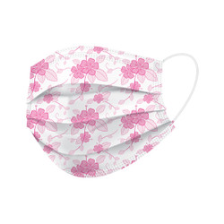 BeeSure Earloop Face Mask, HIBISCUS Printed Floral Design, 50/Box