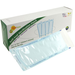 BeeSure Sterilization Pouch 3-1/2' x 10-1/2' 200/Pack. Self-seal, Triple sealed