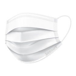 beesure Vibe Ear-Loop Face Mask, 4-Ply Pure White 50/Box