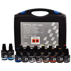 Optiglaze Color Complete Set. 1 disposable palette, 1 flat brush, 1 round