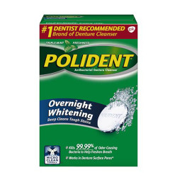Polident Denture Overnight Whitening Cleanser, Case of 6 - 84 tablets/Box