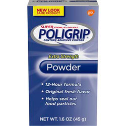 Poligrip Super Denture Adhesive Powder, Extra Strength, 24 - 1.6 oz Bottles
