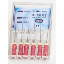 House Brand K-Files 21mm #06 6/Box. Stainless Steel