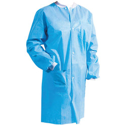 House Brand Lab Coats Sky Blue - LARGE 50/Pk. Fluid resistant, Static Free