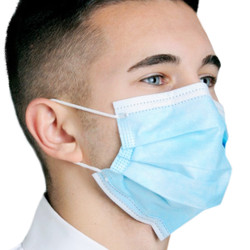 Infection ControlHouse Brand Pleated Earloop Mask - Blue, 50/Bx.
