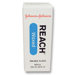 Reach Waxed Unflavored Dental Floss 200 yard. Individually boxed, wrapped