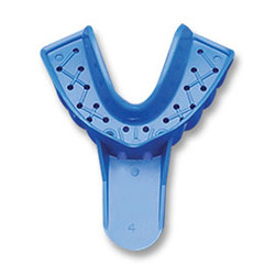 Tray-Aways #4 Perforated Medium Lower Full-Arch Blue Plastic Impression Trays