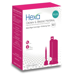 Hexa Temp Crown & Bridge Material - A2 shade, 1 - 50 ml (76 g) Cartridge & 10