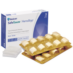 SafeGauze HemoStyp Topical Hemostatic Dressing 0.75' x 0.75', 4 Ply 20/Pk