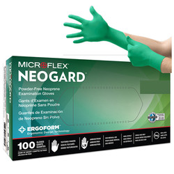 NeoGard Chloroprene exam gloves: MEDIUM, non-sterile, powder-free, made