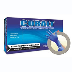 Cobalt Nitrile exam gloves: SMALL 100/Bx. Powder-free, fully textured, blue