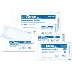 Defend Plus 2.75' x 10' Sterilization Pouch, self-sealing with built-in