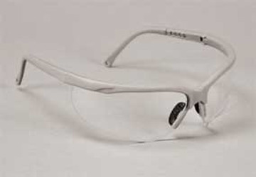 Sphere-X Wrap Eyewear - Platinum Frame / Clear Lens. Temples (arms) adjust to 4