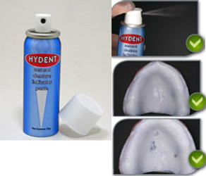 Hydent Aerosol Denture Indicator Paste. Fast, Accurate, Even Application. Mint