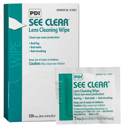 See Clear Lens Cleaning Wipes 120/Box. 5' x 6' unscented pre-moistened optical