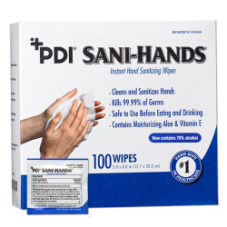Sani-Hands Instant Hand Sanitizing Wipes, Individual Packets, 100 Wipes. 70%