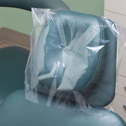 Plasdent 10' x 14' Headrest Covers, Clear Plastic 250/Bx. Pleated for a custom