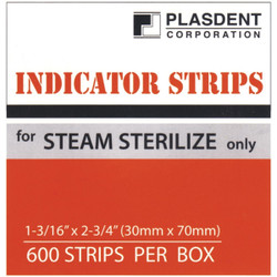 Plasdent Indicator Strips, for Steam Sterilize Only, 600/Bx. 1-3/16' x 2-3/4'