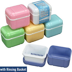 Carebath Acre Sky Blue Denture With Rinsing Basket, box of 12