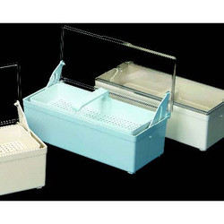 Plasdent Blue Germicide Tray with Clear Lid, 10-3/8'L x 4'W x 3-1/4'H. Allows