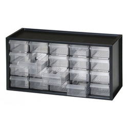 BenchTop Countertop Storage Cabinet with 20 Drawers - BLACK Frame with Clear