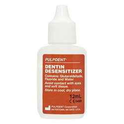 Pulpdent Dentin Desensitizer, with fluoride. Single 12 mL bottle