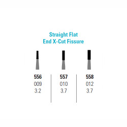 Quala FG #557 Straight Flat End Crosscut Fissure Carbide Bur, 50 burs/pack