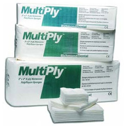 MultiPly 4' x 4' 8-ply Non-Woven Sponges 2000/Cs. Non-Sterile Rayon/Poly Sponges