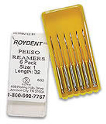 Roydent #1 Peeso Reamer, 32 mm, Stainless Steel. Package of 6 Instruments