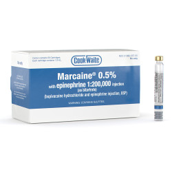 Cook-Waite Marcaine 0.5 % Bupivacaine with Epinephrine 1:200,000 Box of 50 - 1.7 mL