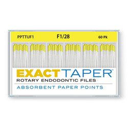 ExactTaper F1 Absorbent Paper Points 28mm, Color Coded, 60 Per Box. Made