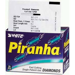 Piranha Diamonds FG #847.016 SS (Short Shank) Coarse Grit, Flat-End Taper
