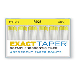 ExactTaper F5 Absorbent Paper Points 28mm, Color Coded, 60 Per Box. Made