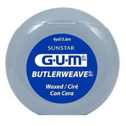GUM ButlerWeave Waxed Unflavored dental Floss, Box of 144 Dispensers, 4 yard