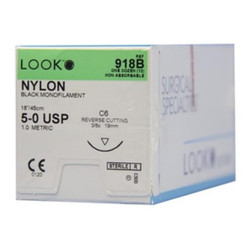 Look 5/0, 18' Nylon Black Monofilament Non-absorbable Suture with Cuticular