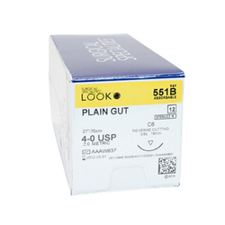 Look 4/0, 27' Plain Gut Absorbable Suture with Reverse Cutting C-6 Needle