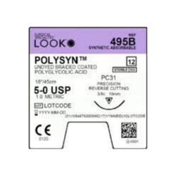 Look 5/0, 18' PolySyn/PGA Undyed Braided Sutures with PC-31 Precision Point