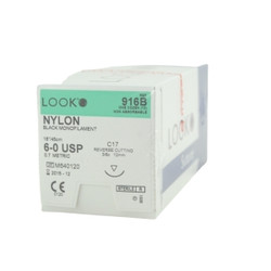 Look 6/0, 18' Nylon Black Monofilament Non-absorbable Suture with Reverse