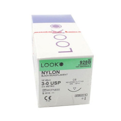 Look 3/0, 18' Nylon Black Monofilament Non-absorbable Suture with Cuticular