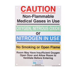 Medical Gas Warning Sign Medical Gas Warning Sign, 10 x 7