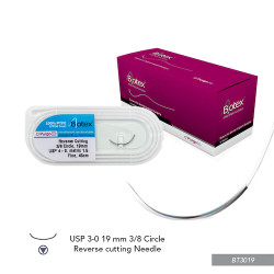 Biotex Sutures USP 3-0, 19mm, 3/8 reversed needle