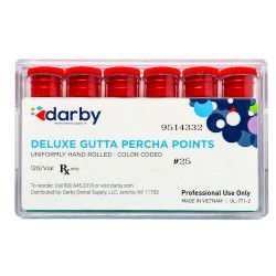 Infection ControlDeluxe Gutta Percha Points #25, 6 Vials of 20, 120/Box