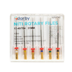 NiTi Rotary Files .04, 31 mm, 6/Pkg., #17-40