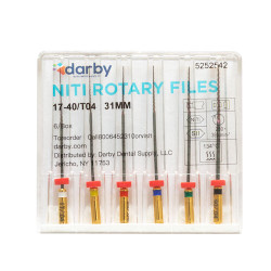 Infection ControlNiTi Rotary Files .04, 31 mm, 6/Pkg., #17-40