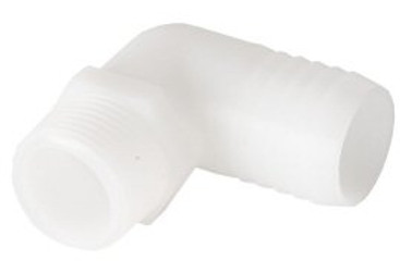 1/2" MPT x 5/8" Barb Elbow Adapter, Plastic