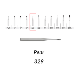SS White Carbide Burs. FG-329 Pear Shape. 10 pcs.